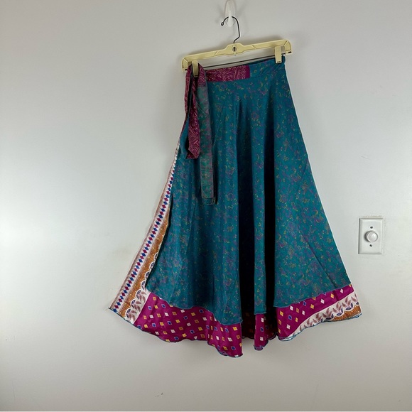 Reversible Upcycled Magic Sari Wrap Maxi Skirts BIN127 - Picture 1 of 6